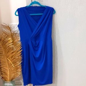 Tahari blue crepe knee long dress worn once.